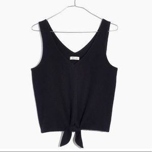 Madewell Black Tie-Front Crop Top